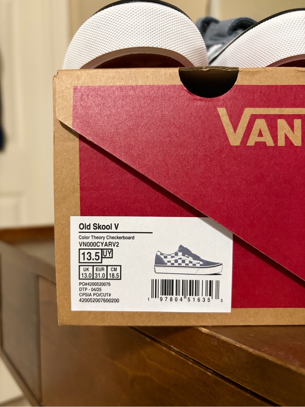 Vans Kids Checkerboard Velcro Sneakers - Gray & White - Picture 4 of 4
